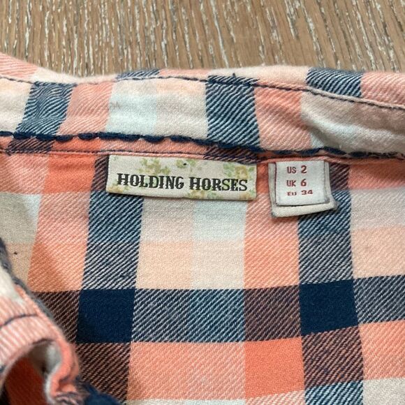 Anthropologie holding horses plaid top with contrasting ruffle fabric-2 - Picture 5 of 9